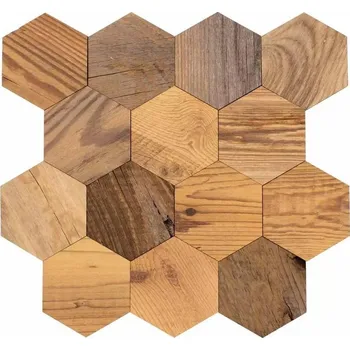 Obklad Wodewa HEXAGON, BOROVICE STARÉ DŘEVO, 300 x 300 mm na samolepícím podkladu