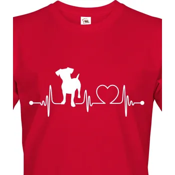 Pánské tričko Pánské tričko Jack Russell teriér tep, Barva Červená Bezvatriko.cz 1164
