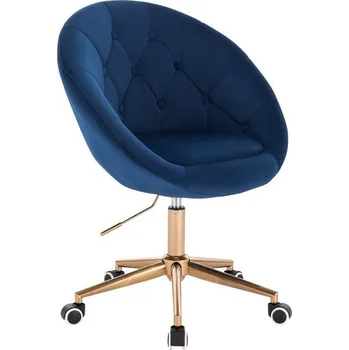 LuxuryForm DESIGN Kosmetické křeslo VERA VELUR na zlaté podstavě s kolečky - modré