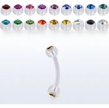 Šperk Piercingate Piercing do obočí POB00219 - Barva/Motiv: Jet (černá), Délka tyčky: 10 mm, Kuličky: 4 mm, Průměr tyčky: 1,2 mm