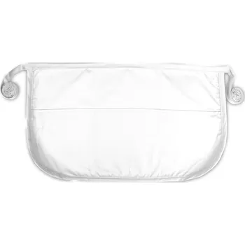 Kuchyňská zástěra Bílá krátká BISTRO barmanská bavlněná zástěra do pasu s kulatými kapsami