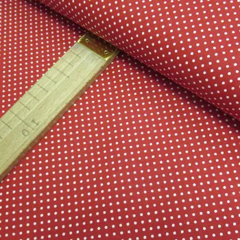 Bavlněné plátno - Puntík bílý na červené - šíře 150cm