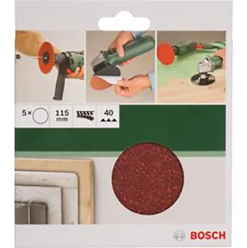 Příslušenství k nářadí BOSCH Sada 5dílná brusných papírů pro úhlové brusky 115 mm G = 40