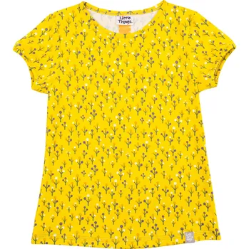 Dětská móda žluté bavlněné tričko s potiskem