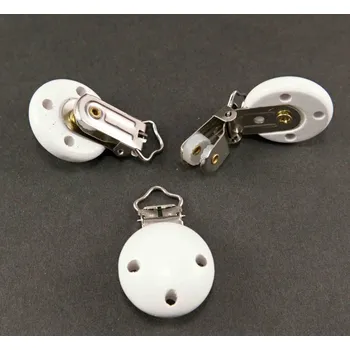 klip na dudlíky Dřevěný klips na dudlík - bílá - průměr 3 cm