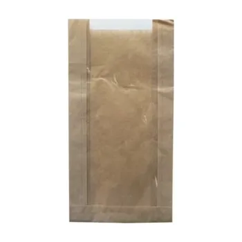 Sáček na potraviny Papírový sáček 16+6x28 + PP okno 10cm - balík (100 ks)