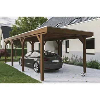 Přístřešek na auto Přístřešek na auto SKAN HOLZ Grunewald 321 x 796 cm ořech vč. EPDM fólie