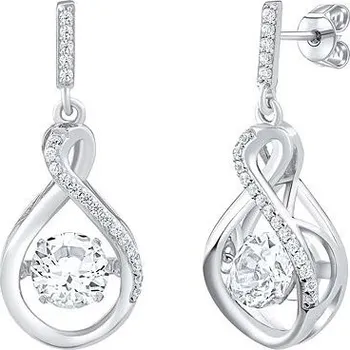 Náušnice Stříbrné visací náušnice Amalea s tančícím bílým topazem a Brilliance Zirconia MW13380EWT