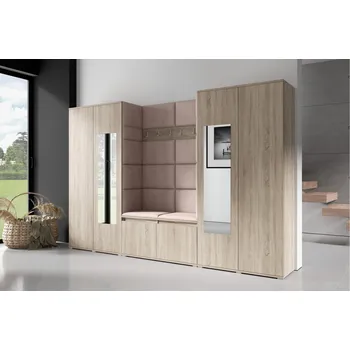 Předsíňová stěna Eka Předsíňová stěna s čalouněnými panely Trinity 10 - Sonoma / Světlá hnědá 2306