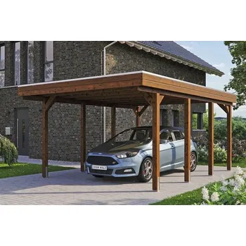 Přístřešek na auto Přístřešek na auto SKAN HOLZ Friesland 397 x 555 cm ořech vč. alu plechu