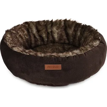 Pelíšek pro psa Pohodlný hnědý pelíšek pro psy - 60x14 cm (Hnědý oválný pelíšek o velikostii 60 cm a výšce 14 cm. Vnitřek pelíšku je vyroben z velmi přijemné a na dotyk hebké umělé kožešiny. Dno pelechu je vyrobené z protiskluzového materiálu. Pelech je snadno pratelný.)