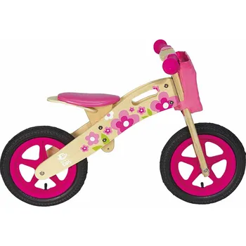 Dětské kolo 12" dřevěné odrážedlo BRN - Pink Flowers