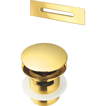 Vana Deante Deante, sestava pro volně stojící vany, kovová zátka typu ClickClack a krytka na přepad, zlatá, KYY_Z10B