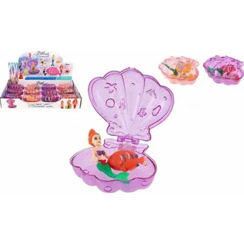 Panenka Mořská panna plast 10cm s doplňkem mix druhů v mušli 11x5x10cm 12ks v boxu