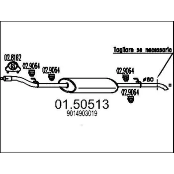 Auto-moto Střední tlumič výfuku MTS 01.50513