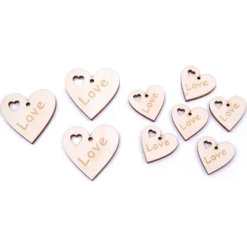 Zahradní dekorace Dřevěná dekorace srdce LOVE 2x2cm (10ks/bal.)