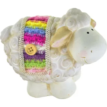 Velikonoční dekorace Ovečka keramická ve svetru 10 cm