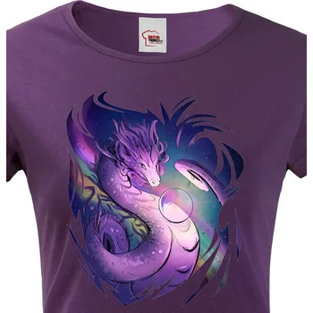 Dámské tričko Magický drak, Barva Fialová Bezvatriko.cz 1218 - DTF/DTG