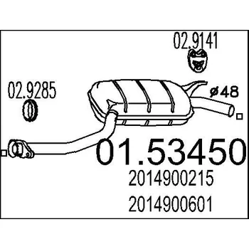 Tlumič výfuku Střední tlumič výfuku MTS 01.53450