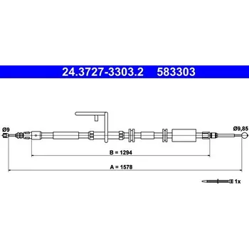 Lanko parkovací brzdy Tažné lanko, parkovací brzda ATE 24.3727-3303.2