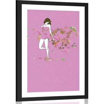 Plakát Dovido Plakát s paspartou dívka v objetí růžové