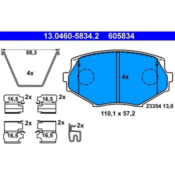 Brzdová destička Sada brzdových destiček, kotoučová brzda ATE 13.0460-5834.2