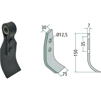 Pracovní nůž Mulčovací nůž komplet s držákem, pouzdrem a čepelí pro Gyro, Nicolas, 12170000, 150/7/12,5 mm