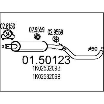 Tlumič výfuku Střední tlumič výfuku MTS 01.50123