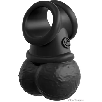 Vibrační silikonový kroužek s varlaty King Cock Elite The Crown Jewels