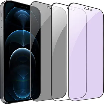 3D ochranné tvrzené sklo Anti-Blue Light pro Apple iPhone 12 Pro Max - fialové