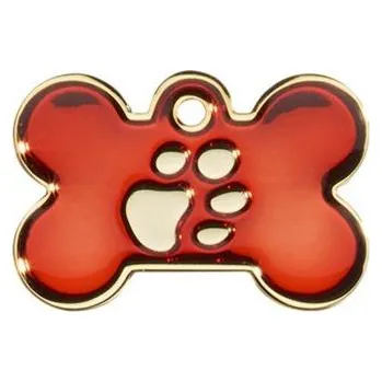 psí známka Psí známka Elegance Kost velká červená/zlatá 38x26 mm