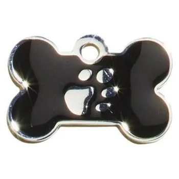psí známka Psí známka Elegance Kost velká černá/stříbrná 38x26 mm