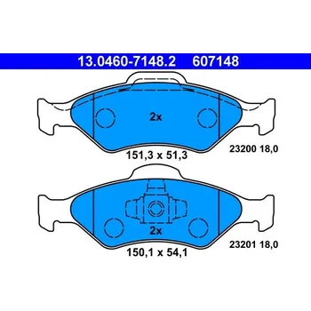 Auto-moto Sada brzdových destiček, kotoučová brzda ATE 13.0460-7148.2