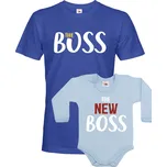 Dětské body a pánské tričko The boss, Barva Modrá, Canvas Dětské body a pánské tričko, Velikost Pánské XS, Velikost dětské body 74 / 6-9m Bezvatriko.cz 1224