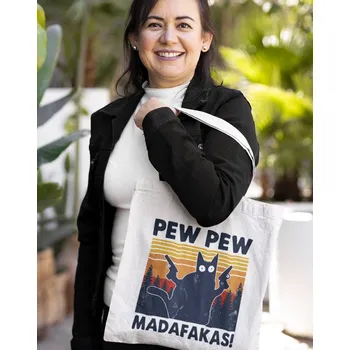 Plátěná taška Pew Pew madafakas!, Barva Bílá, Velikost 40×45 cm, Canvas Nákupní taška Bezvatriko.cz 0793 - modra je