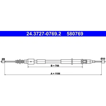 Brzdový systém Tažné lanko, parkovací brzda ATE 24.3727-0769.2