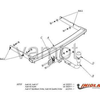 Tažné zařízení Tažné zařízení Audi A-6, 4D (C7) také Quattro, S-line (kromě RS) (2011 - 2018 (C7)) (8472)