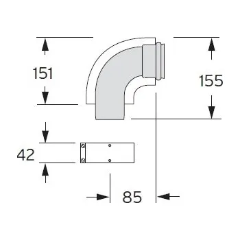 Kouřovod Koleno 87° s revizním otvorem Ø 60/100mm, PP, odkouření pro Kondenzační kotle