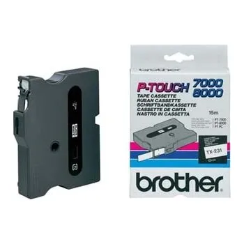 Kotouček do pokladny a tiskárny štítků Páska do tiskárny štítků Brother, TX-231, 12mm, černý tisk/bílý podklad, O TX231