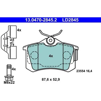 Brzdová destička Sada brzdových destiček, kotoučová brzda ATE 13.0470-2845.2