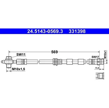 Brzdový systém Brzdová hadice ATE 24.5143-0569.3