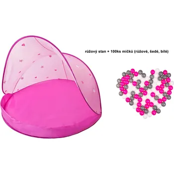 Paradiso plážový stan se 100ks míčků růžový