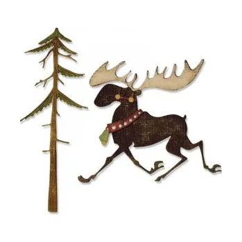 Řezačka papíru SIZZIX Thinlits vyřezávací kovové šablony - vánočný sob 7 ks