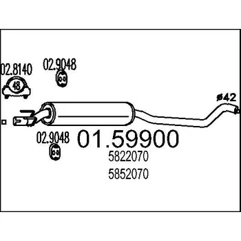 Tlumič výfuku Střední tlumič výfuku MTS 01.59900