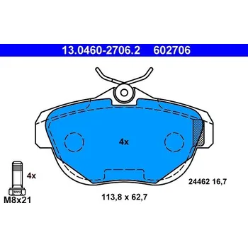 Brzdová destička Sada brzdových destiček, kotoučová brzda ATE 13.0460-2706.2