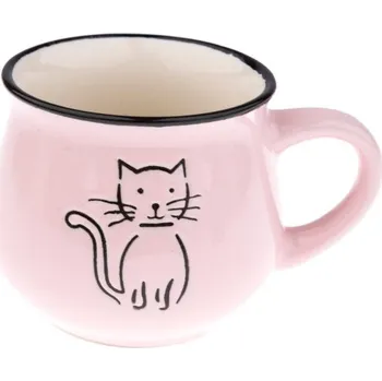 Keramický hrnek Kočka 230 ml, růžová
