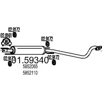 Tlumič výfuku Střední tlumič výfuku MTS 01.59340