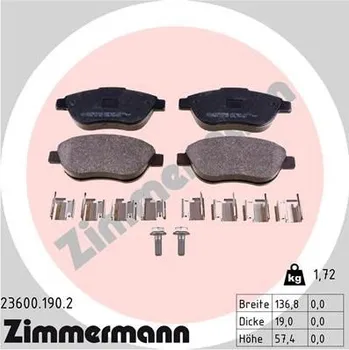 Brzdový systém Sada brzdových destiček, kotoučová brzda ZIMMERMANN 23600.190.2