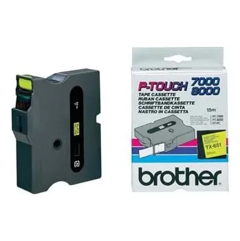 Kotouček do pokladny a tiskárny štítků Páska do tiskárny štítků Brother, TX-651, 24mm, černý tisk/žlutý podklad, O TX651