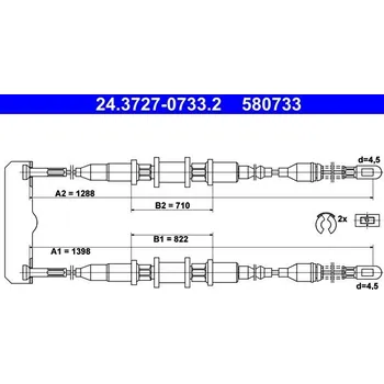 Lanko parkovací brzdy Tažné lanko, parkovací brzda ATE 24.3727-0733.2